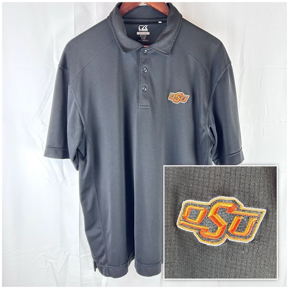 Oklahoma State Cowboys OSU Cutter & Buck Short Sleeve Polo Black XL